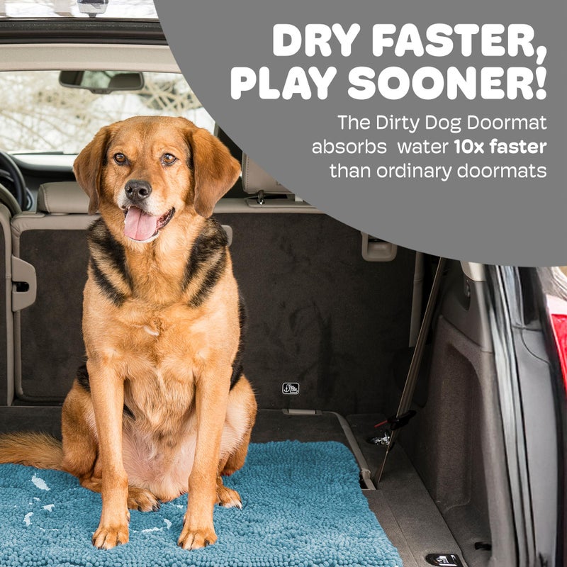 Dog Gone Smart Dirty Dog Doormat - Fast Drying Rug with Super Gripper Backing for Clean Floors - Super Absorbent and Machine Washable Mat for Muddy Paws - Pacific Blue - Image 2